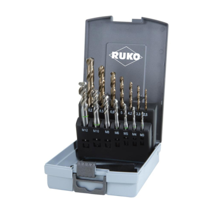 SVEDRI NAVOJNI STROJNI DIN 371/376 tip C HSSE-Co5, PVC embalaža, 14-delna grt.