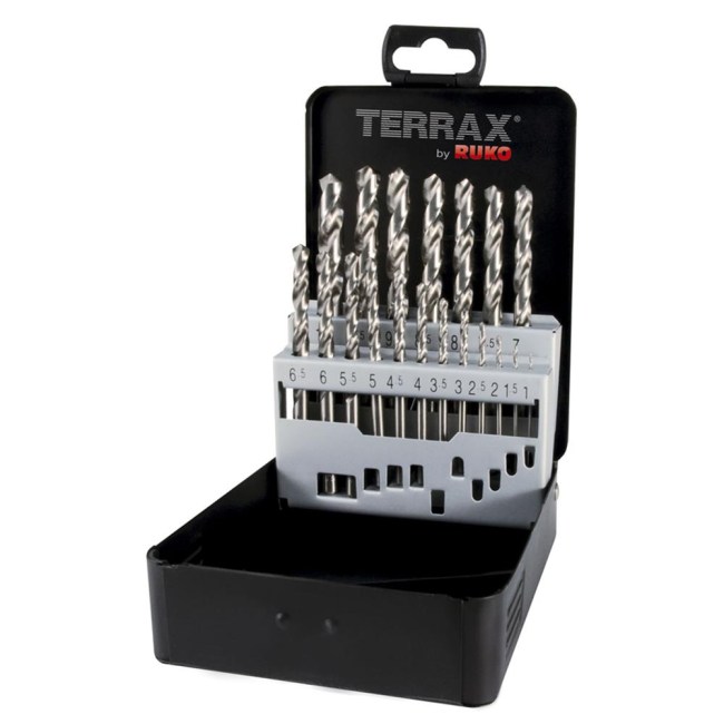 SVEDRI SPIRALNI DIN 338 - BRUŠENI TERRAX HSS-G, kovinska kaseta.