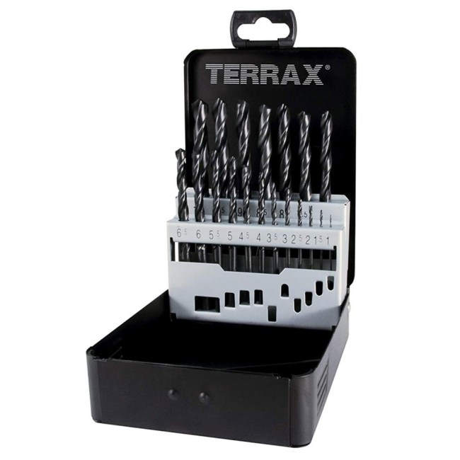SVEDRI SPIRALNI DIN 338 - VALJANI TERRAX HSS-R, kovinska kaseta.