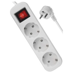 PODALJŠEK ELEKTRIČNI 3 vtičnice, bel, s stikalom, IP20.