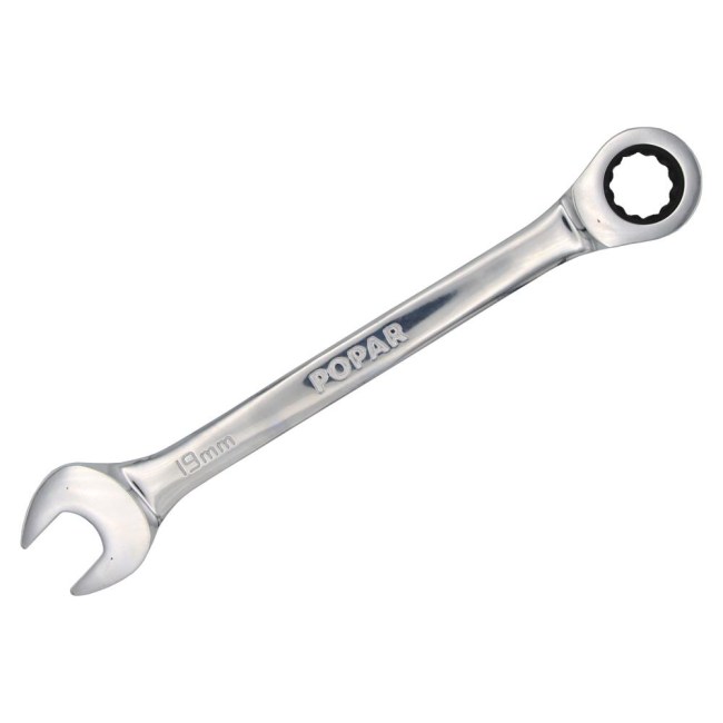 KLJUČ VILIČASTO OBROČNI Z RAGLJO Na obešalu, kromiran, POPAR.